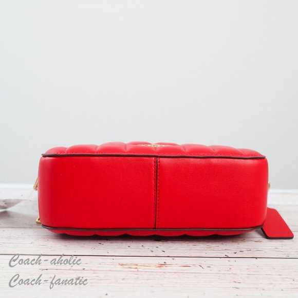 NWT Coach C7259 Serena Leather Satchel With Linear Quilting in Electric Red - Picture 11 of 14